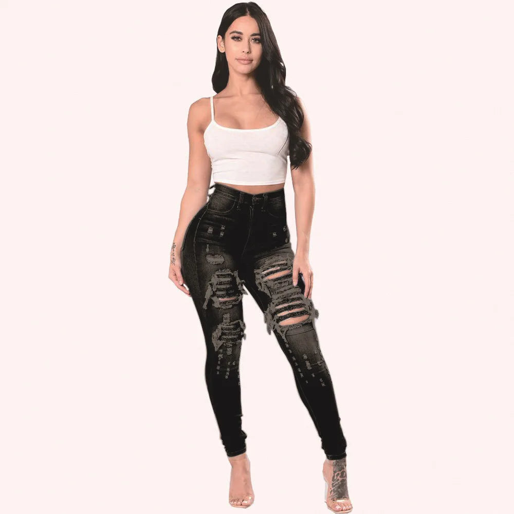 High Waist Ripped Skinny Jeans – Modische Stretch-Jeans für Damen